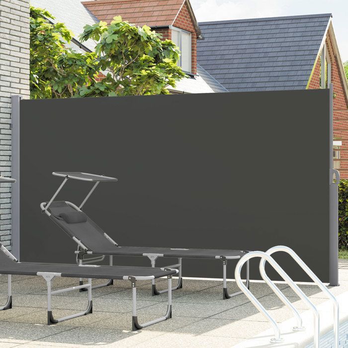 Store Latéral 160 x 400 cm, Brise-Vue Rétractable, Auvent extérieur, Résistant aux Intempéries, pour Jardin, Terrasse,Gris foncé