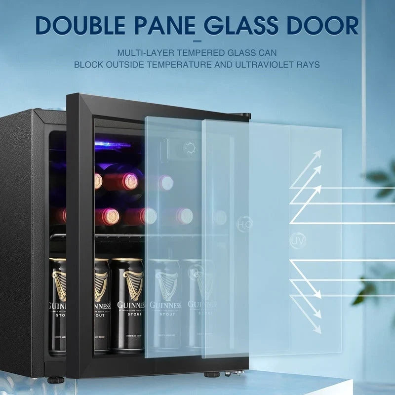 Mini-réfrigérateur de 36,8 litres pour boissons - 48 canettes, 12 bouteilles, porte vitrée, commande par molette
