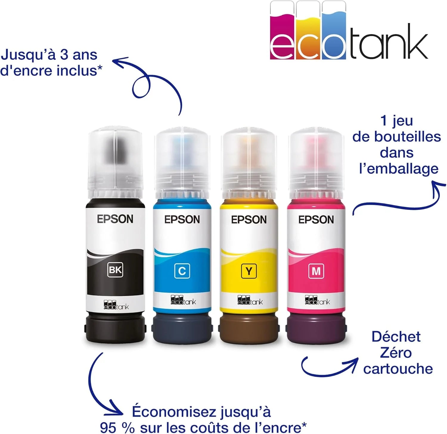 EcoTank Imprimante sans Fil ET-2870 | Réservoirs d'encre Haute capacité - Économisez jusqu'à 90% sur Les coûts d'encre - Impression Mobile, Copie, numérisation - 3 Ans d'encre Inclus