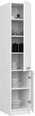 BDW - Colonne Cuisine - Armoire de Rangement 40 cm de Largeur, 205 cm de Hauteur, 57 cm de Profondeur - Spacieuse pour Provisions - Blanc