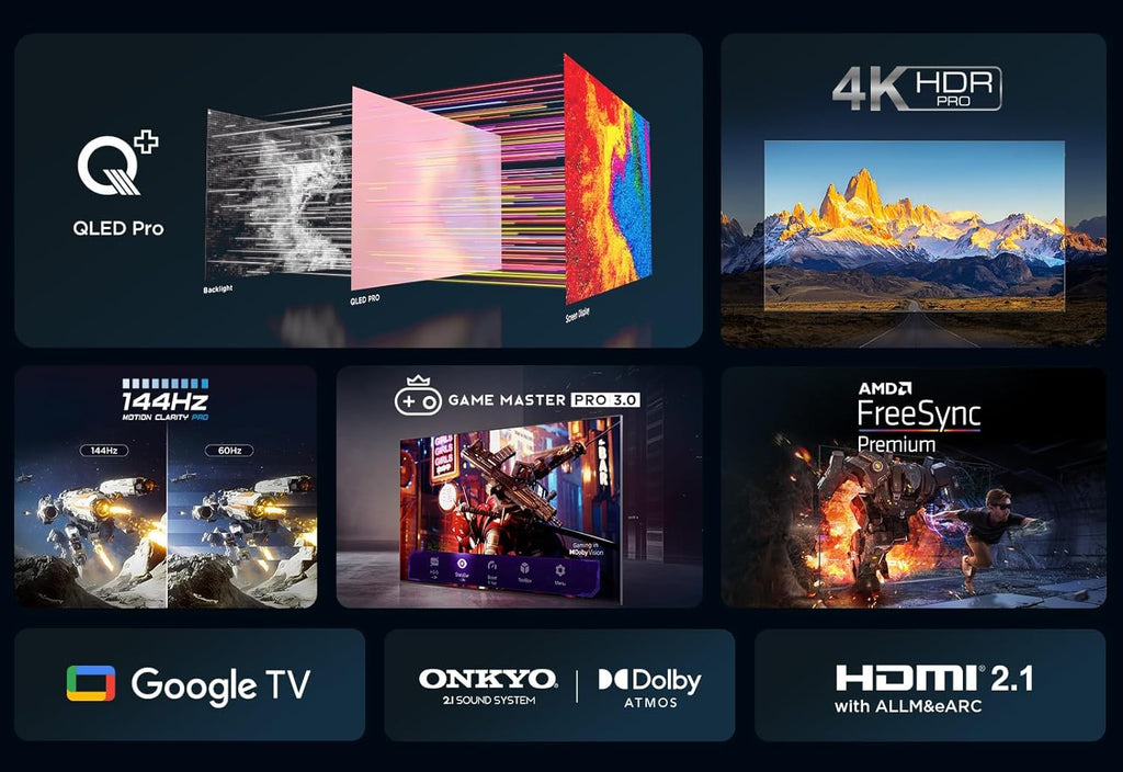 TCL TV QLED 4K 139 cm 55T8B - QLED Pro - 144Hz - Google TV [Classe énergétique E]