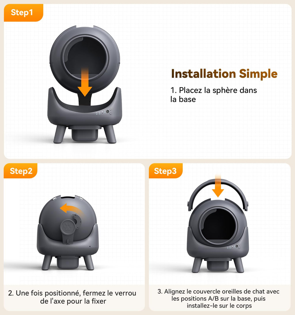 Litiere Chat Autonettoyante FEELNEEDY, Bac à Litière Automatique, Anti-Fuites/Anti-Pincement/Triple Anti-Odeur/Sécurisé/Contrôle APP/Nettoyage Facile, C