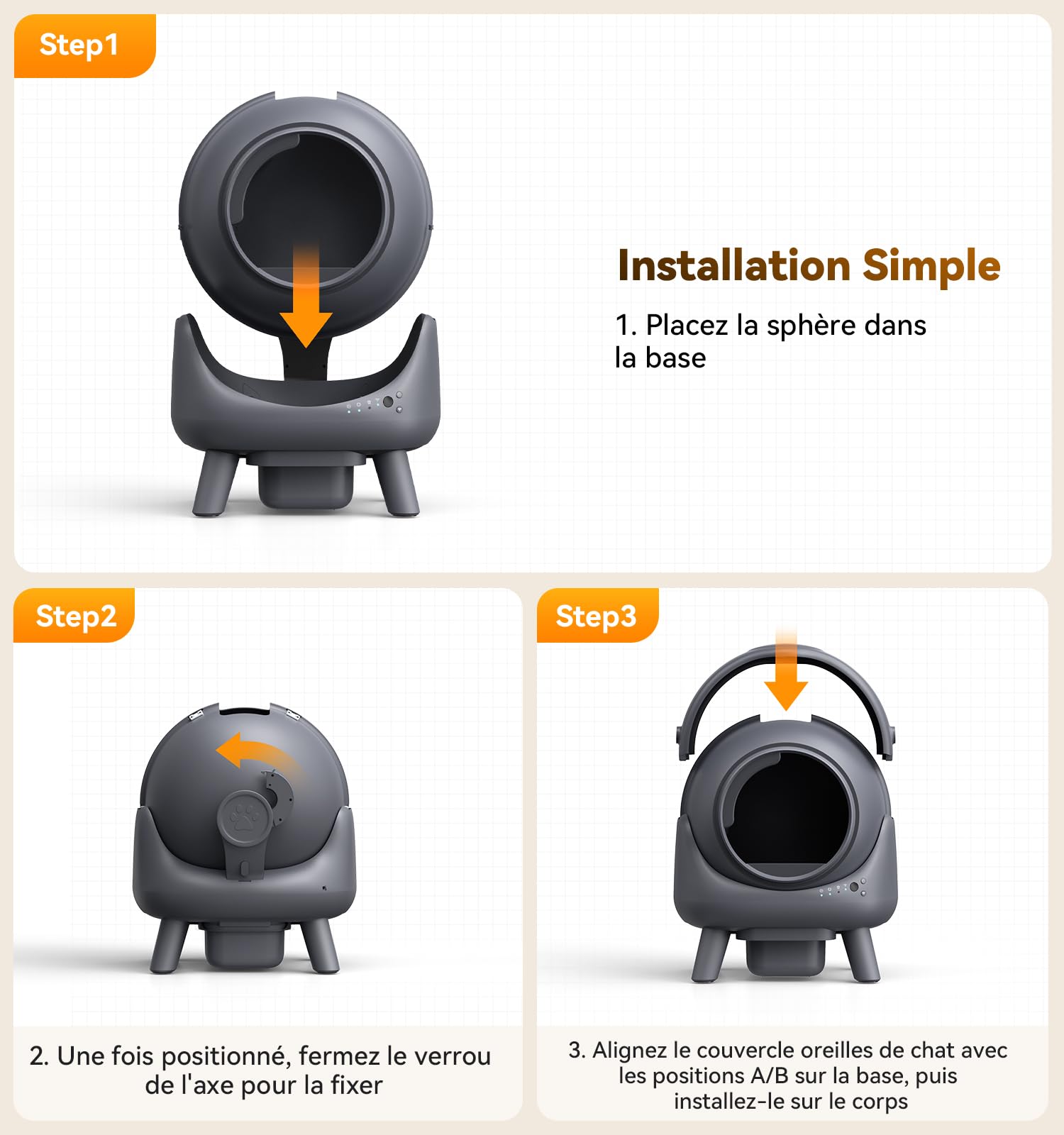 Litiere Chat Autonettoyante FEELNEEDY, Bac à Litière Automatique, Anti-Fuites/Anti-Pincement/Triple Anti-Odeur/Sécurisé/Contrôle APP/Nettoyage Facile, C