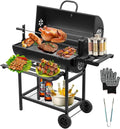 TEENO Barbecue au charbon de bois avec grille de cuisson XXL, gants anti-brûlure, thermomètre, tiroir à cendres et évent réglable – Version améliorée avec grille à poulet (Noir)