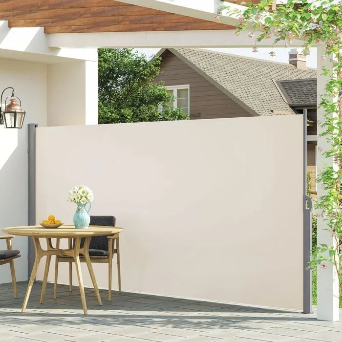 Store Latéral 160 x 400 cm, Brise-Vue Rétractable, Auvent extérieur, Résistant aux Intempéries, pour Jardin, Terrasse,Gris foncé