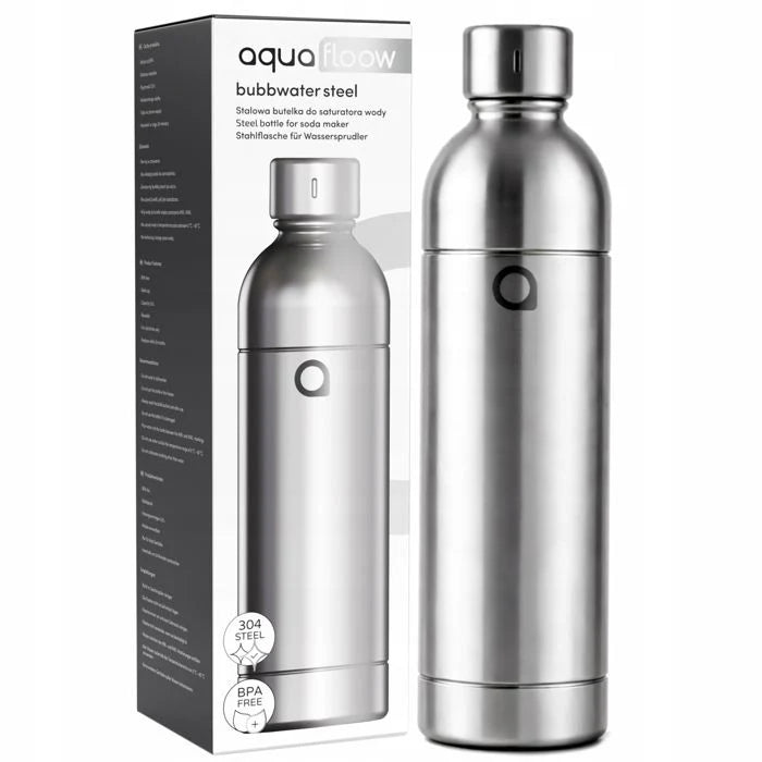 Aquafloow Machine à soda eau pétillante – acier – 3 bouteilles de 0,8 l – cylindre CO₂ inclus - Réglage d'intensité des bulles
