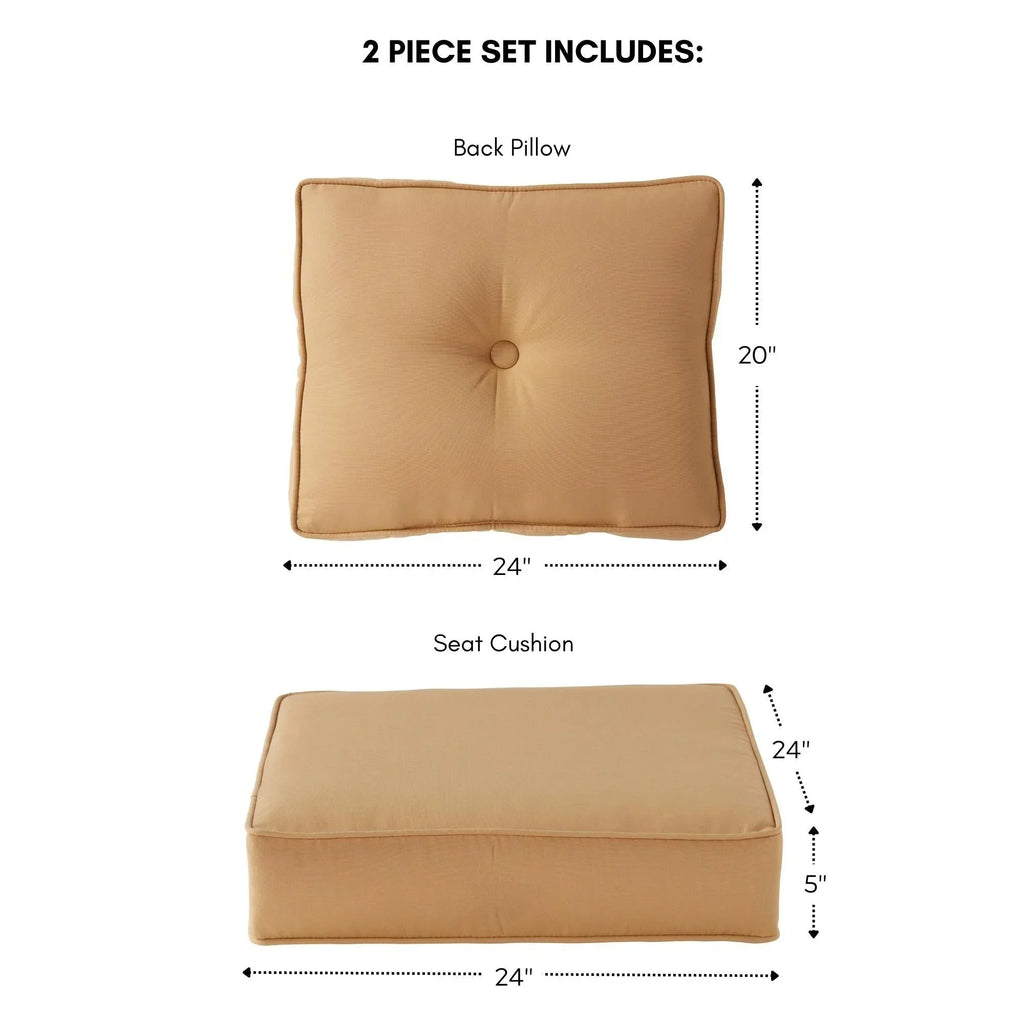 Ensemble de deux coussins d'extérieur haut de gamme Sunbrella pour assise profonde