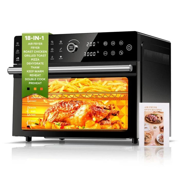 Mini four professionnel - Four a air, 30L/21 Programmes/30-230℃, Lumière intégrée, Cavité et plateaux en acier inoxydable