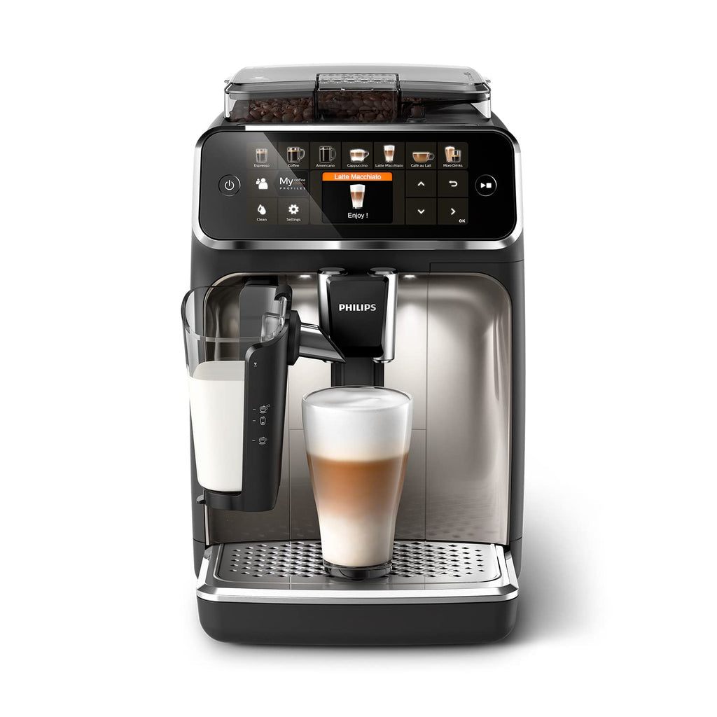 Philips Série 5400 Machine Expresso - Café à Grain - LatteGo Mousseur à Lait, 12 Spécialités de Café, Affichage Intuitif, 4 Profils Utilisateur, Chrom