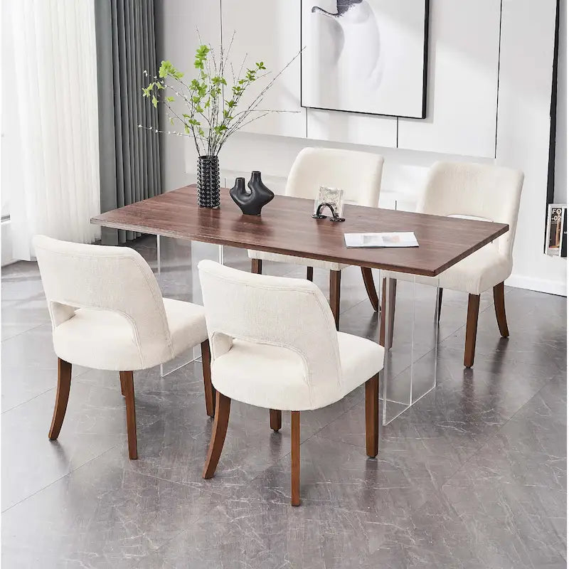 Lot de 4 chaises de salle à manger tapissées de tissu