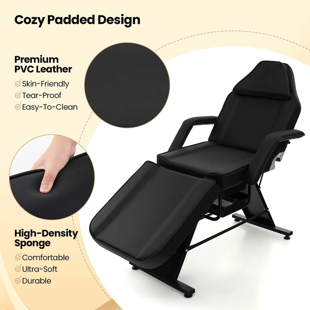 Costway Lit de massage 72" avec tabouret hydraulique et dossier réglable