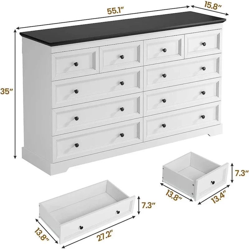 Commode à 10 tiroirs, grande commode à 55 tiroirs en bois et chiffonnier