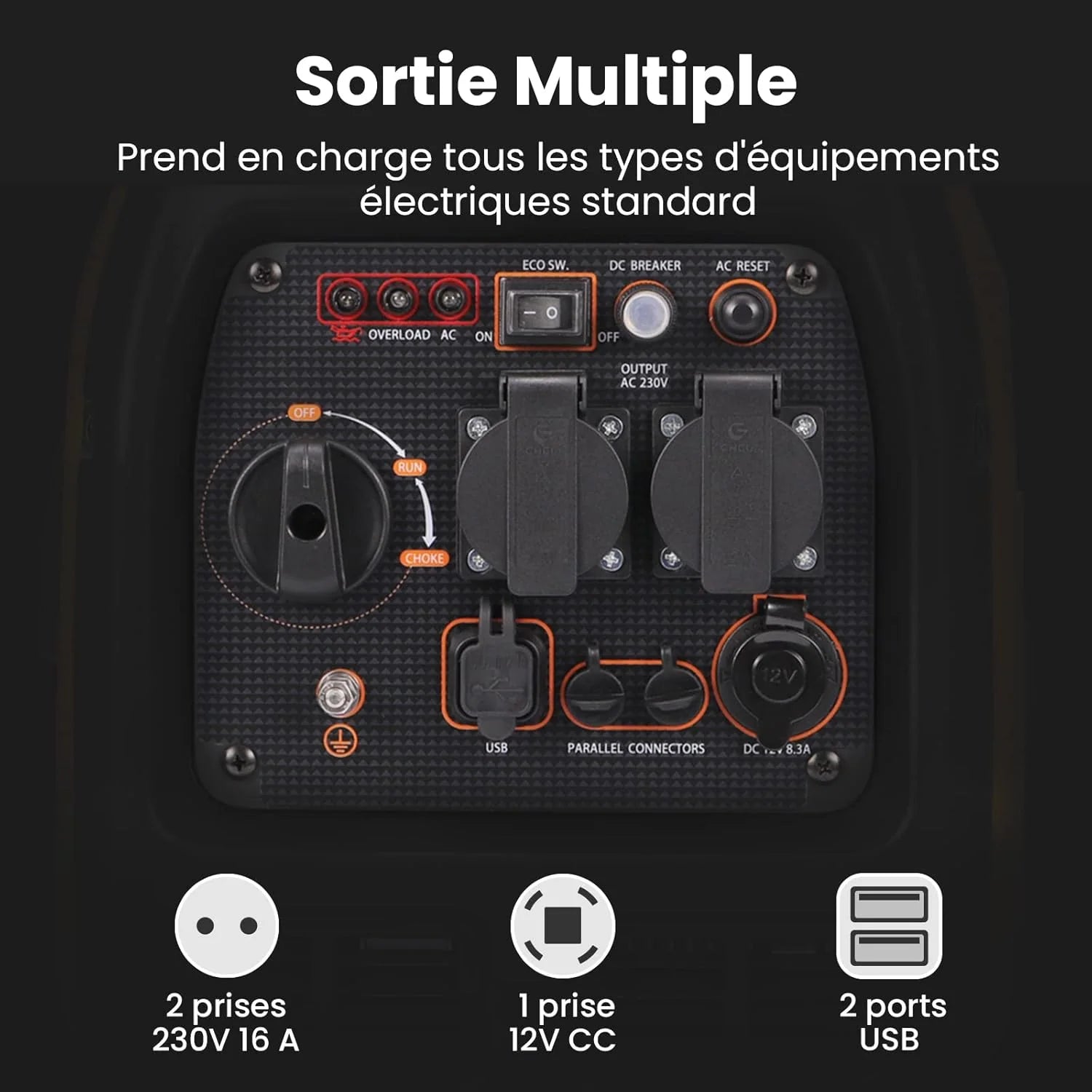maXpeedingrods 3300W Groupe Electrogene Silencieux Inverter Essence avec Prises USB et 230V Générateur Electrique 4 Temps Generator Léger Secours pour les Caravanes, Garage, Jardin, Camping