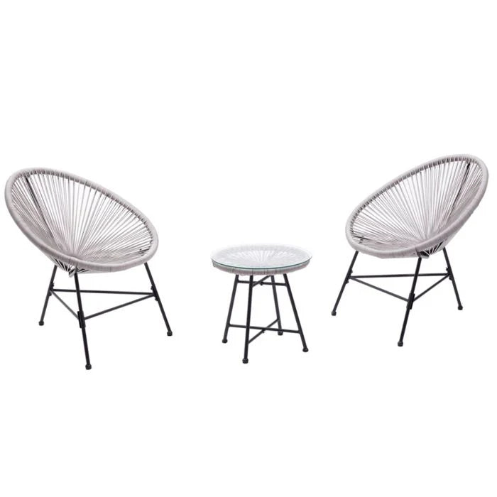 ACAPULCO - Ensemble de 2 fauteuils et table basse beige