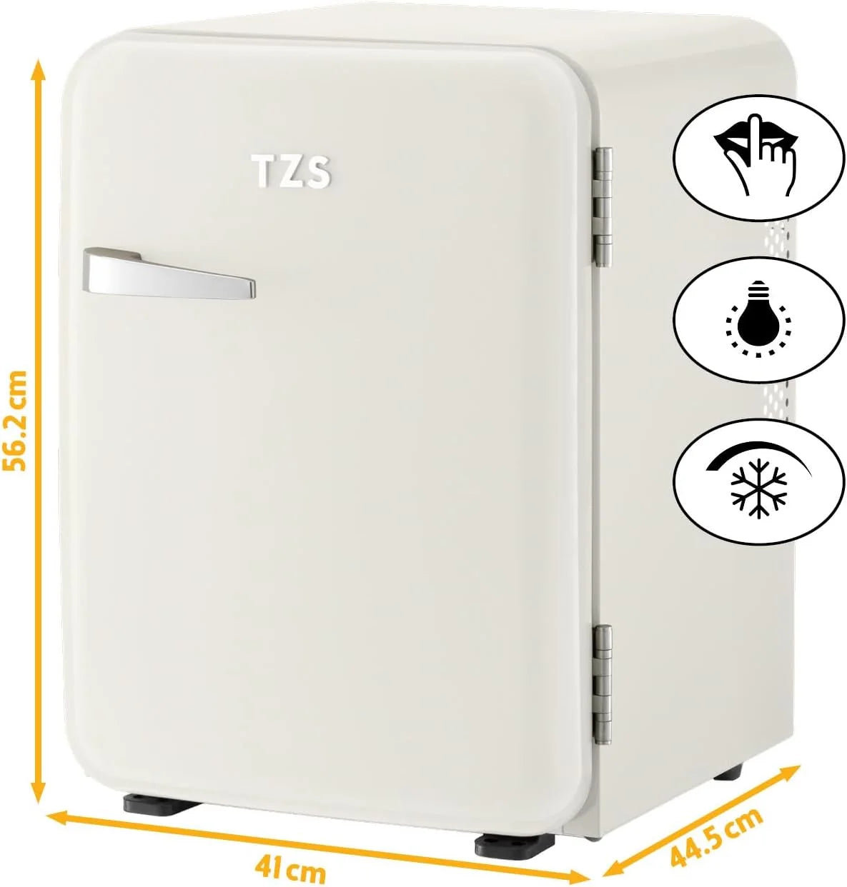 TZS First Austria - Mini Réfrigérateur Rétro 40L silencieux - Petit Minifrigo design vintage avec lumière intérieure et 2 compartiments de porte - Minibar pour camping, bureau, chambre & hôtel - Crème
