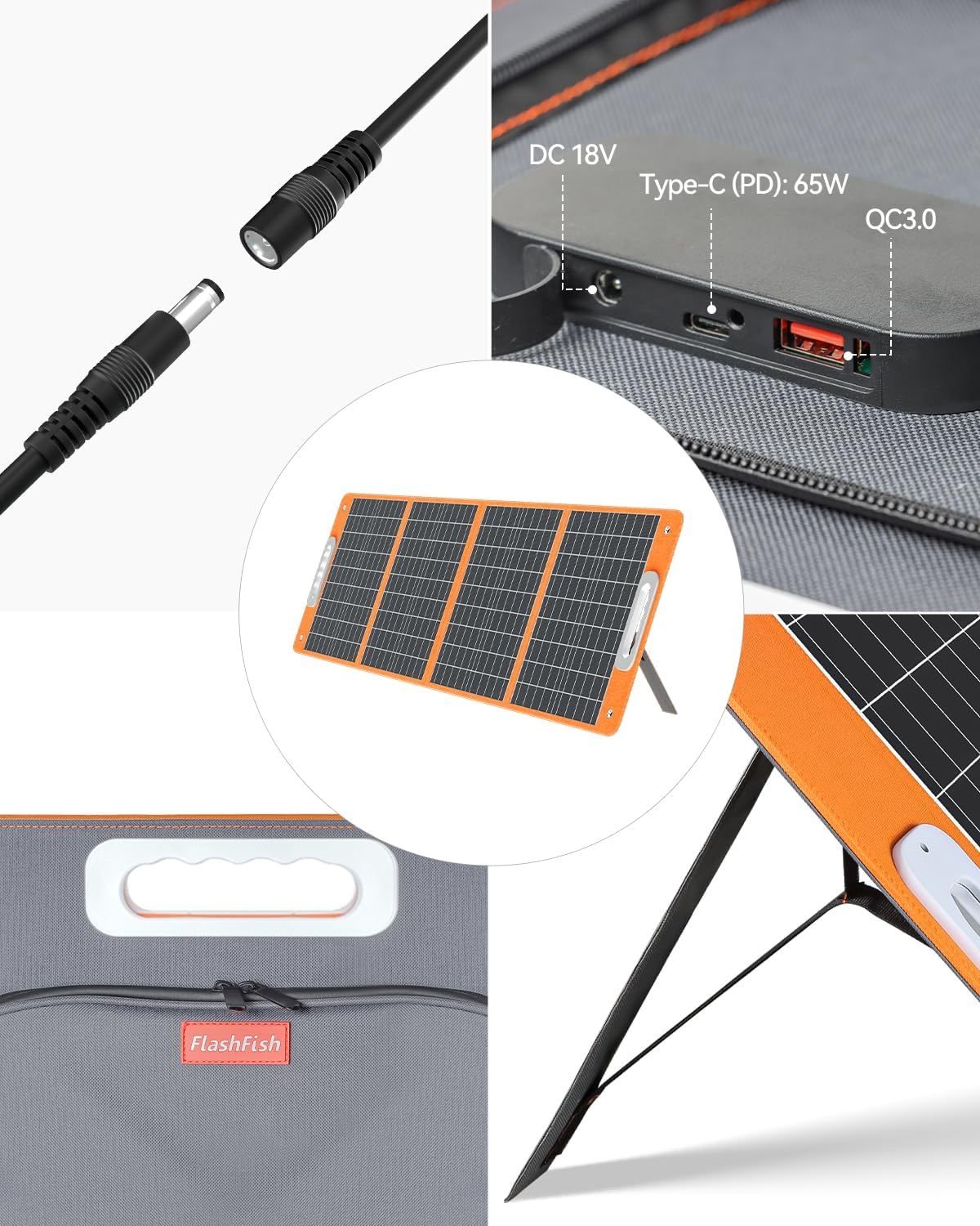 FlashFish 520Wh Generateur Electrique avec Panneau Solaire 100W,Station Electrique Portable avec 2x CA 560W(crête 1100W),5x Sorties CC et 4x USB,Batterie de Secours pour Camping,Extérieur,Domestique