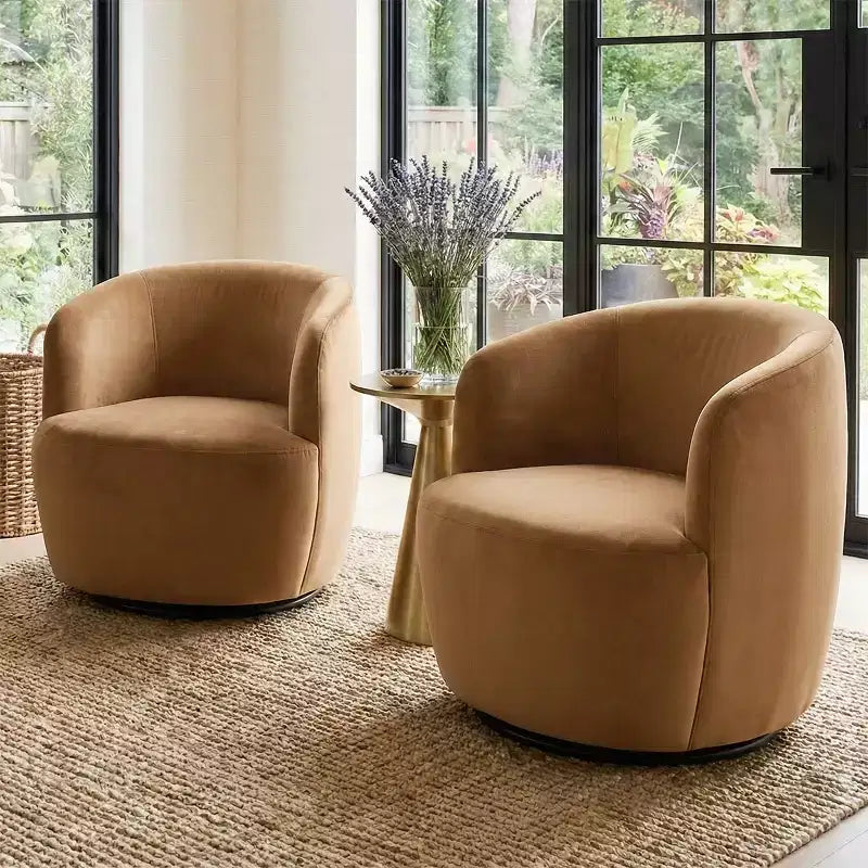 Fauteuil d'appoint pivotant moderne en velours, Fauteuil barillet rembourré avec rotation à 360°, Fauteuil de salon pour le séjour et le coin lecture - Panipeachy