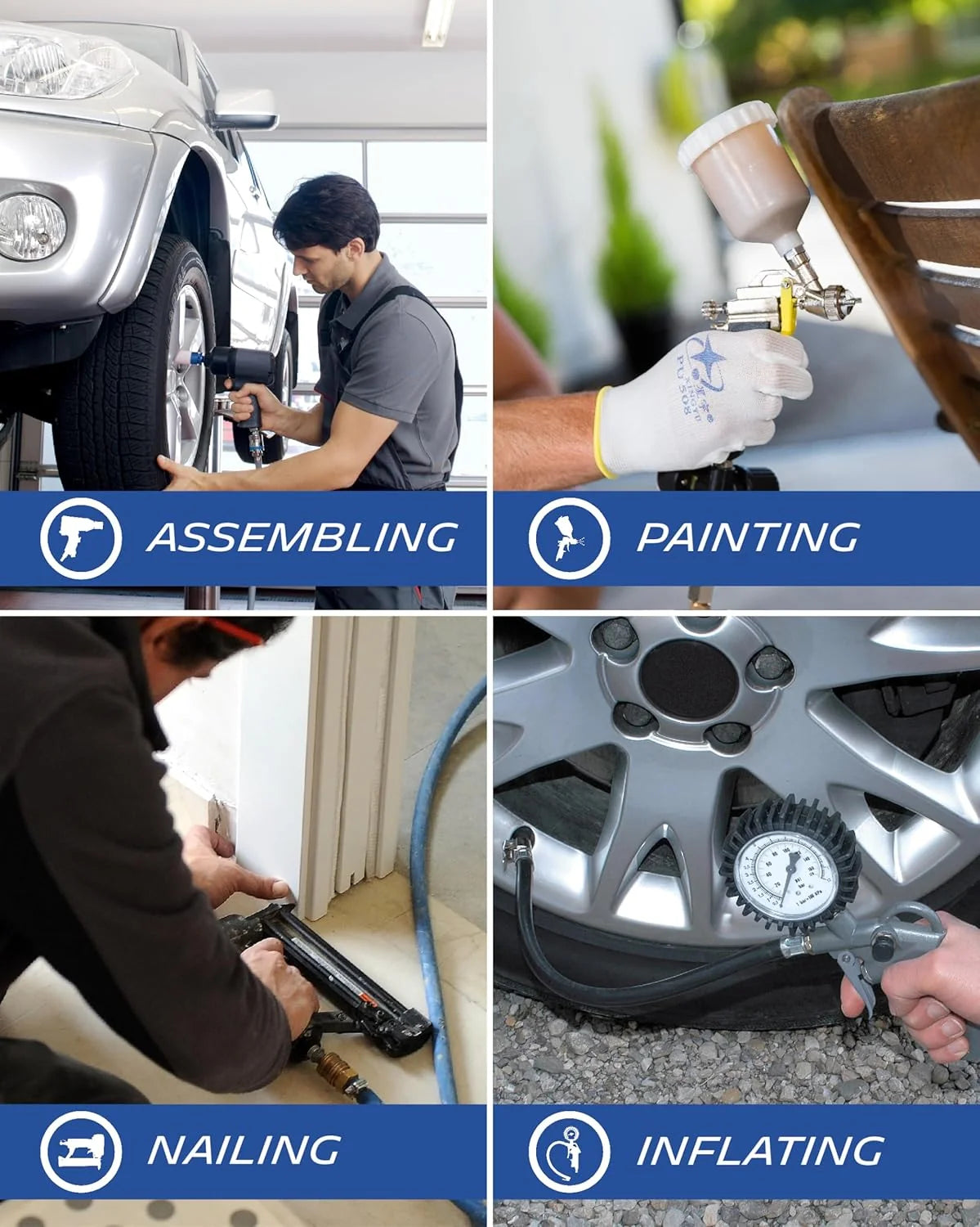 MICHELIN Compresseur d'Air Portatif MB3650 - Cuve 50 Litres - Moteur 3 cv - Pression Maximale 10 bar - Débit d'Air 360 l/min - 21.6 m³/h