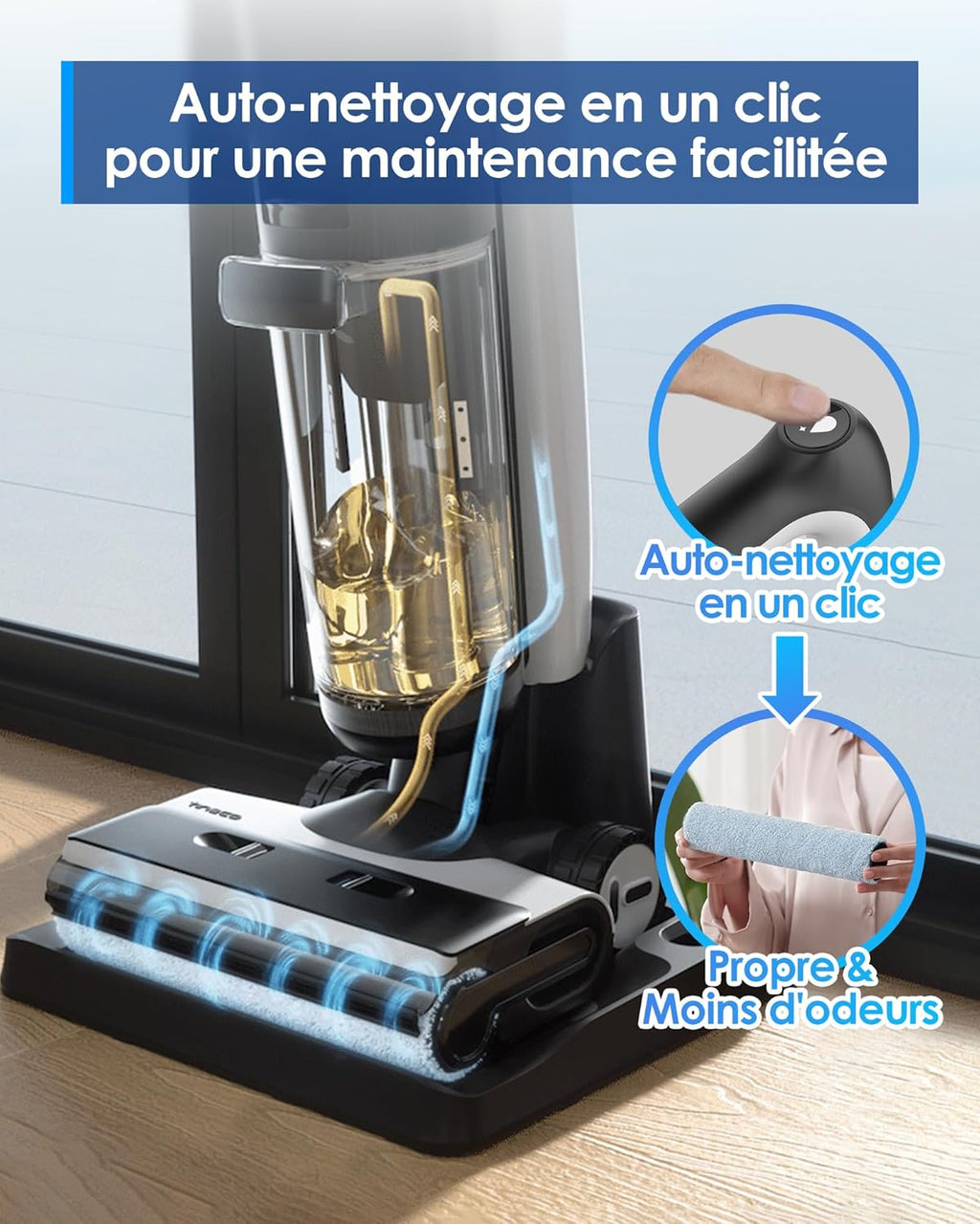 Tineco Floor One S7 Pro/S7 Series Aspirateur Laveur Sec Et Humide Intelligent sans Fil pour Sols Durs, Écran Digital LED, Grande Autonomie, Parfait pour Les Tâches Tenaces et Les Poils d’Animaux
