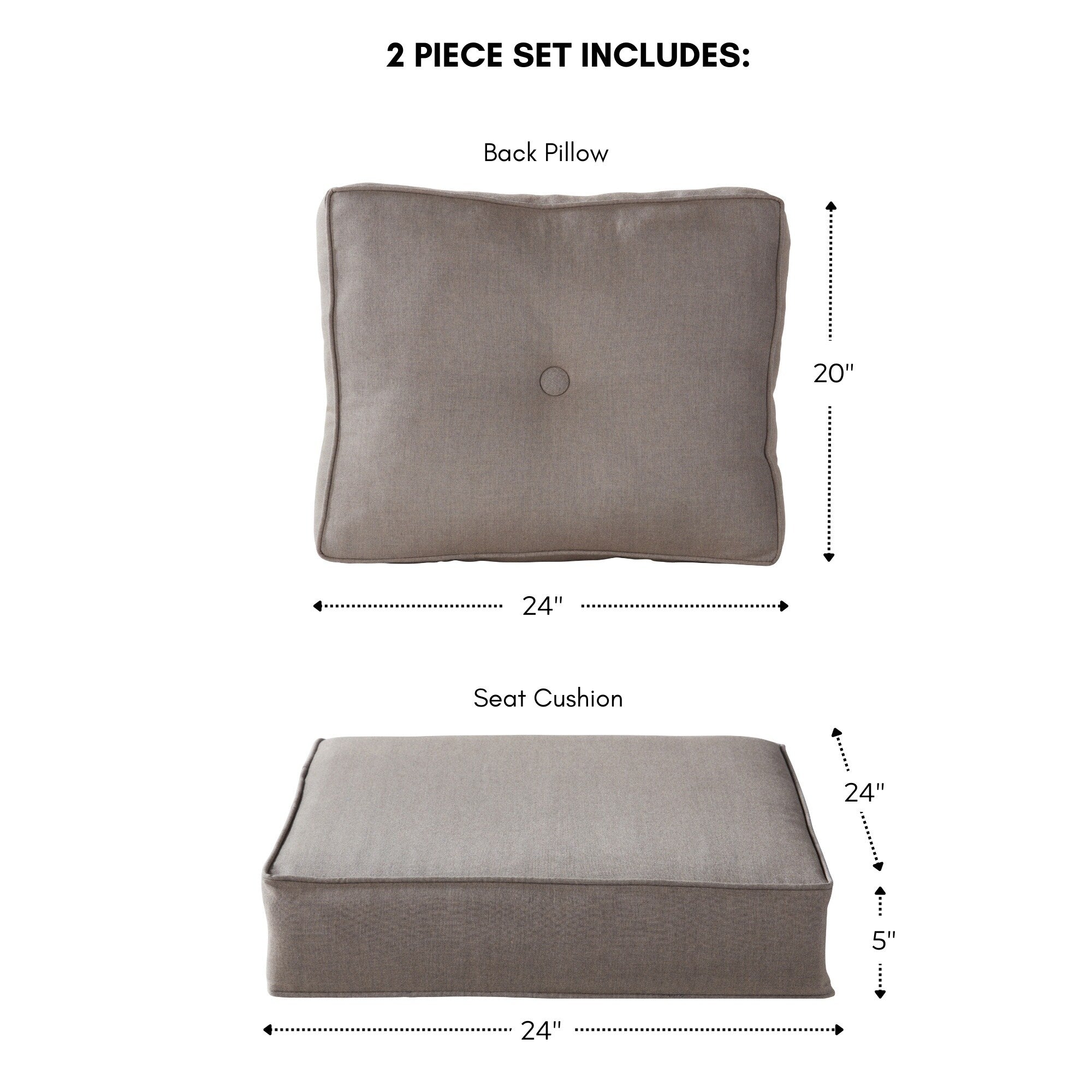 Ensemble de deux coussins d'extérieur haut de gamme Sunbrella pour assise profonde