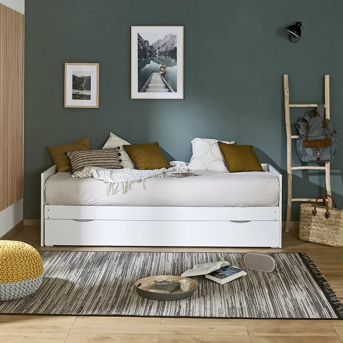 Pack Lit Gigogne Avec Tiroir Et Matelas Molly Blanc 80x200 Cm Lit avec rangement