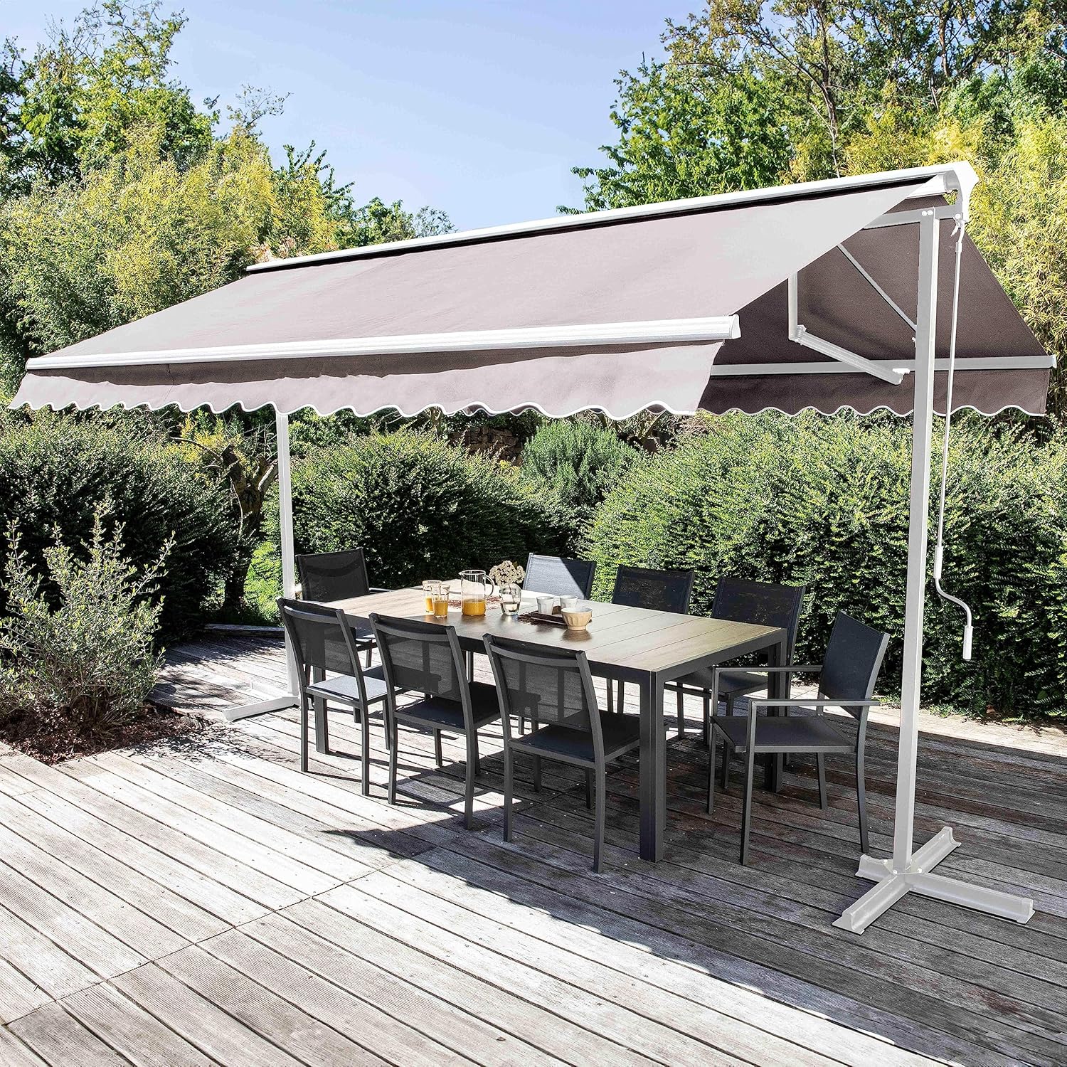 Oviala Store Double Pente avec Coffre 3 x 4 m en Aluminium écru