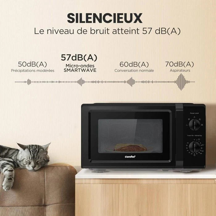Micro-ondes pose libre - COMFEE CMO-MP012OC(BK) - Inverter - 6,2kg - L42,2 x P32,9 x H23,8 cm - 700W - 19L - Noir