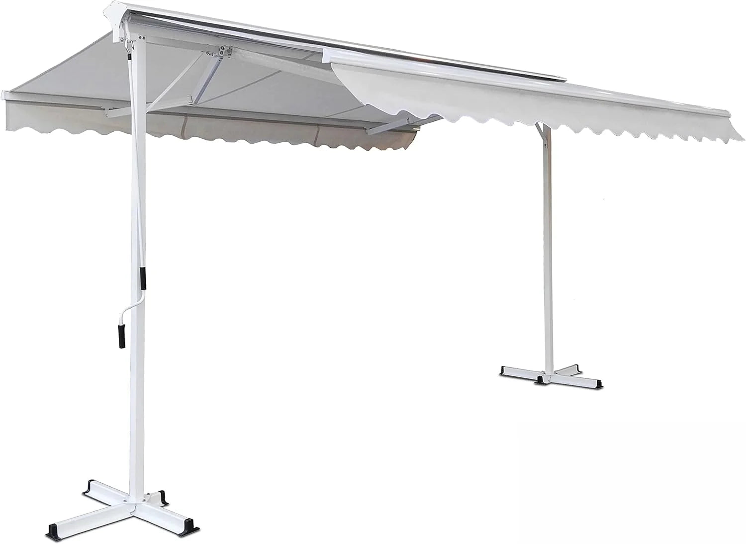 Oviala Store Double Pente avec Coffre 3 x 4 m en Aluminium écru