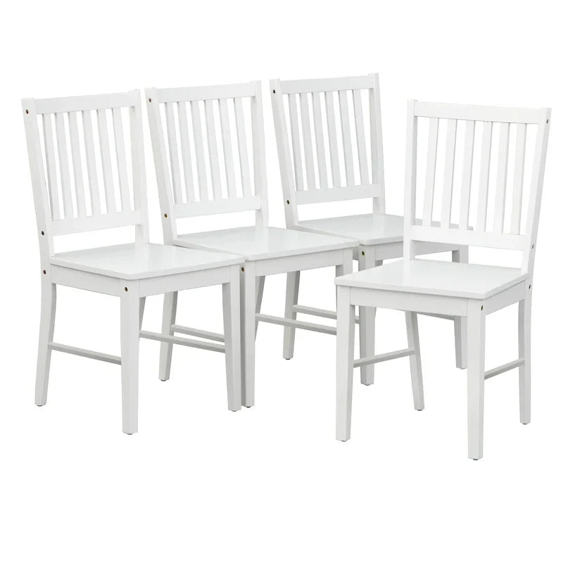 Lot de 4 chaises de salle à manger à dossier à lattes en bois massif, cadre robuste, design classique, montage facile