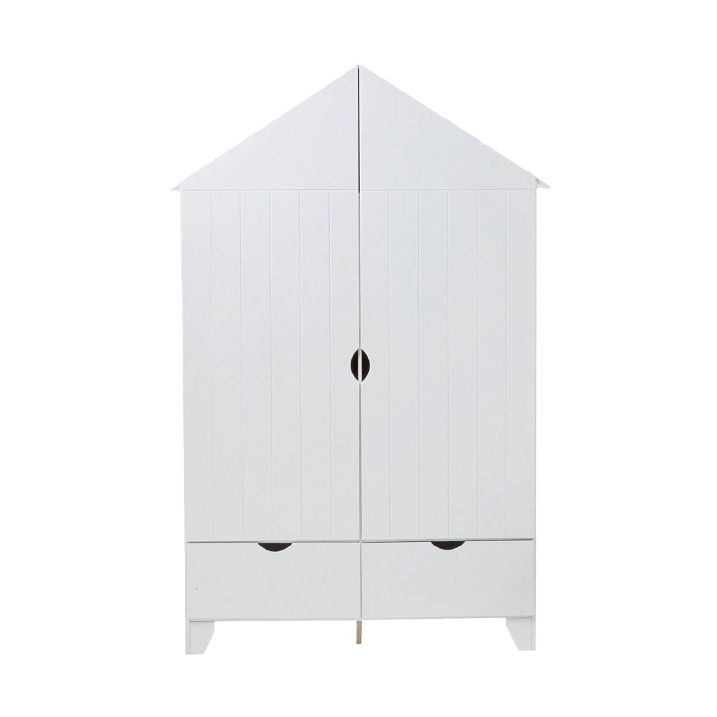 Armoire de Rangement en Bois Blanc en Forme de Maison