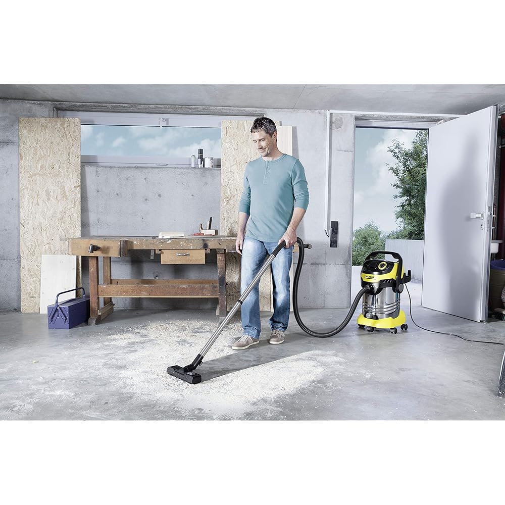 Kärcher Sans sac WD 6 P Premium Aspirateur multifonction avec Prise d'asservissement/Cuve 30 L 1300 W Noir/Jaune : Cuisine et Maison