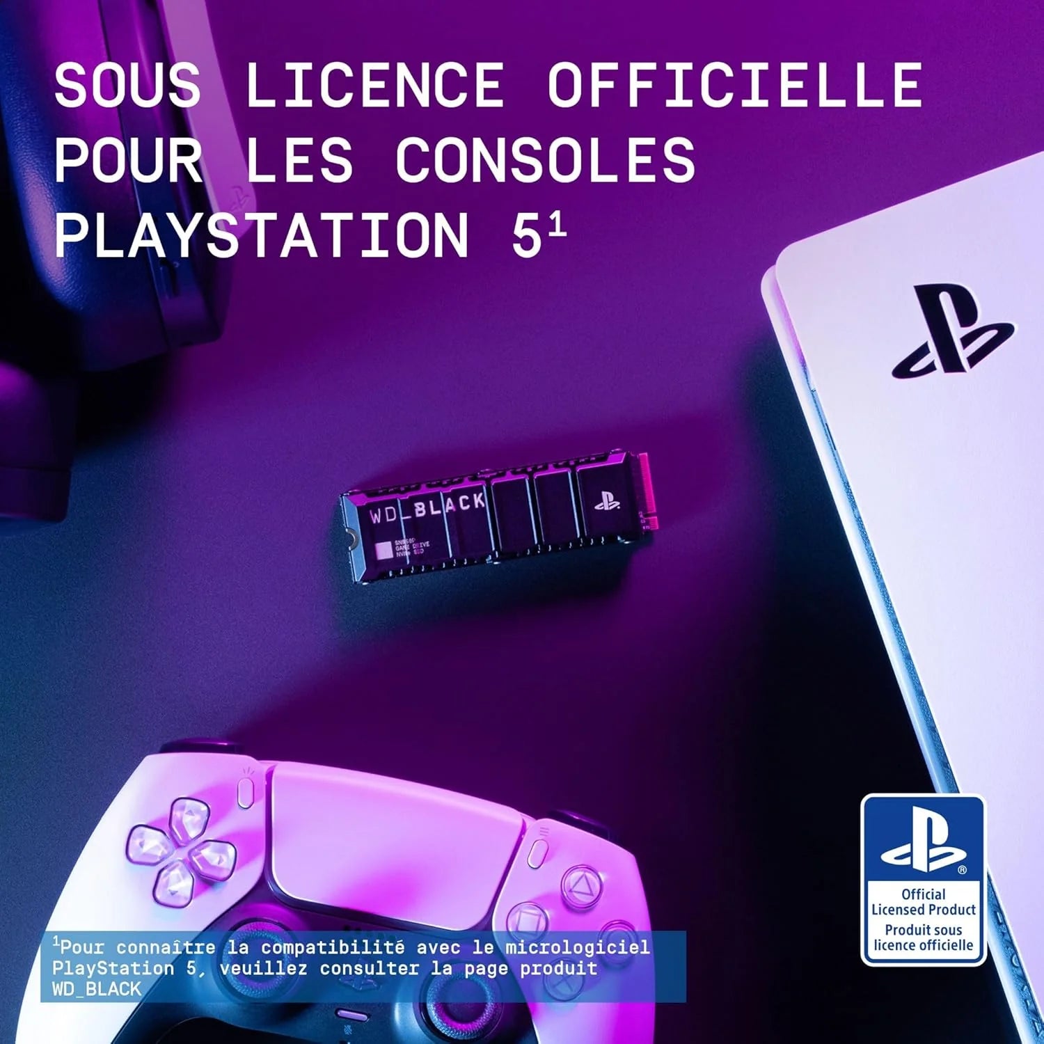 WD_BLACK SN850P 2 To PS5 SSD, Disque SSD interne, Lecture jusqu'à 7300 Mo/s, M.2 2280 PCIe NVMe, Carte d'extension PS5, Officielle pour et PS5 Consoles, avec dissipateur Thermique, Noir
