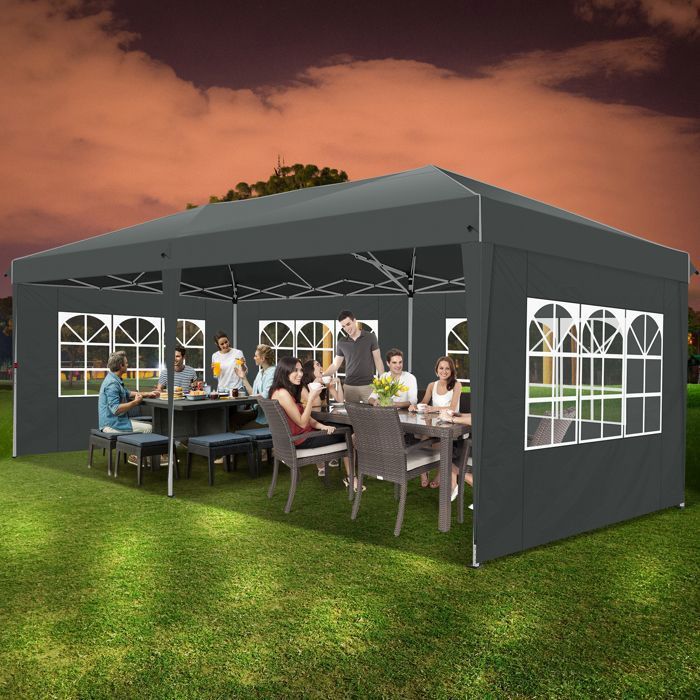 Barnum Pliant 3x6, Imperméable Tonnelle de Jardin Exterieur avec 6 Parois LatéRales, Gris