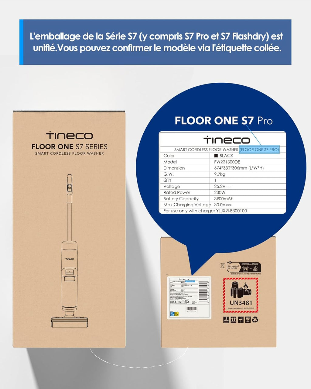 Tineco Floor One S7 Pro/S7 Series Aspirateur Laveur Sec Et Humide Intelligent sans Fil pour Sols Durs, Écran Digital LED, Grande Autonomie, Parfait pour Les Tâches Tenaces et Les Poils d’Animaux