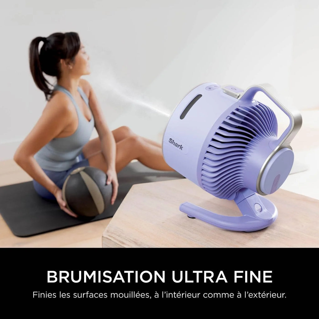 Shark FlexBreeze HydroGo, ventilateur brumisateur portable, rafraîchisseur d'air silencieux intérieur/extérieur, discret et durable, avec/sans fil, léger, 5 réglages de vitesse, Lila FA050EULV