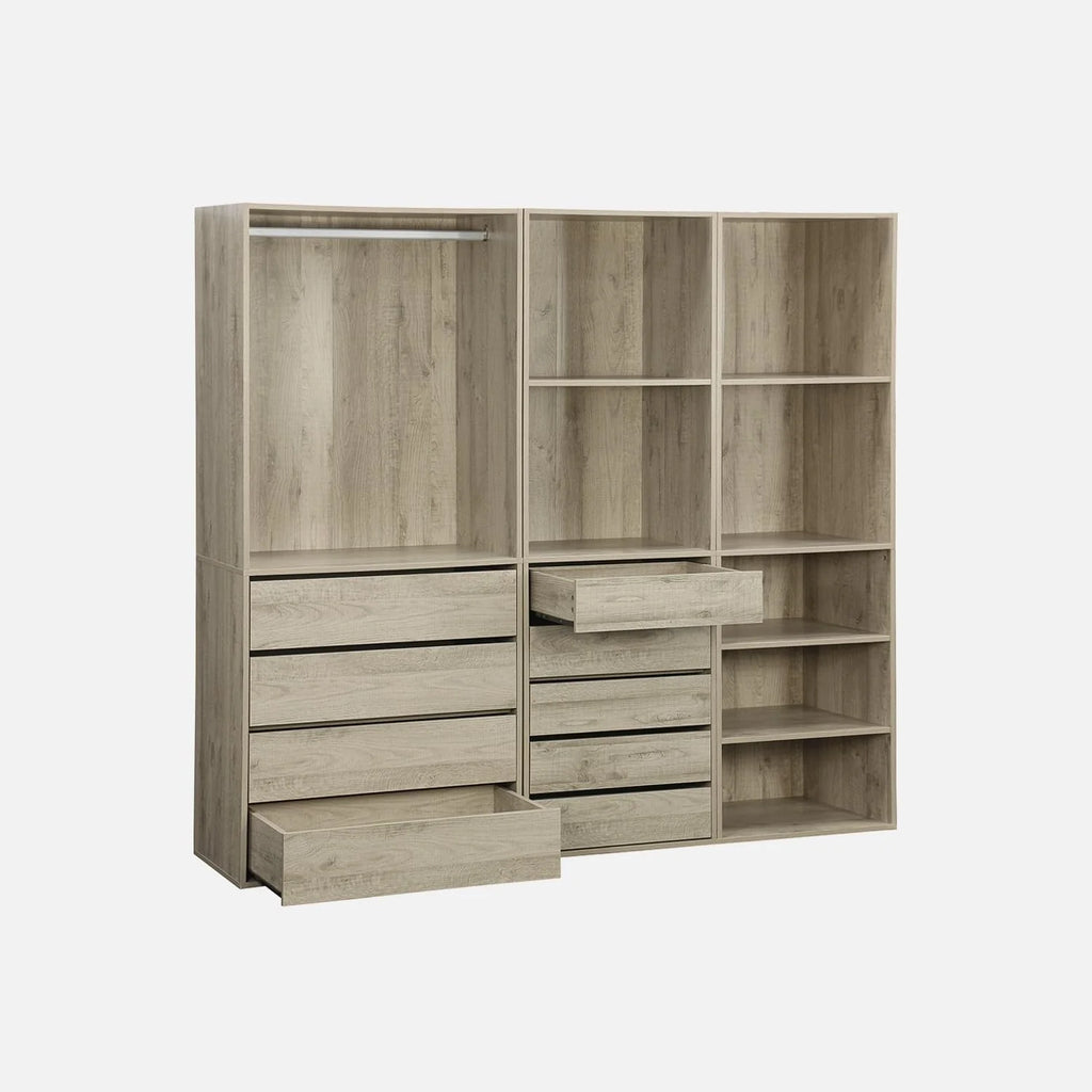 sweeek - Kit Dressing modulable 3 éléments MODULO. Naturel. 200 x 45 x 180 cm