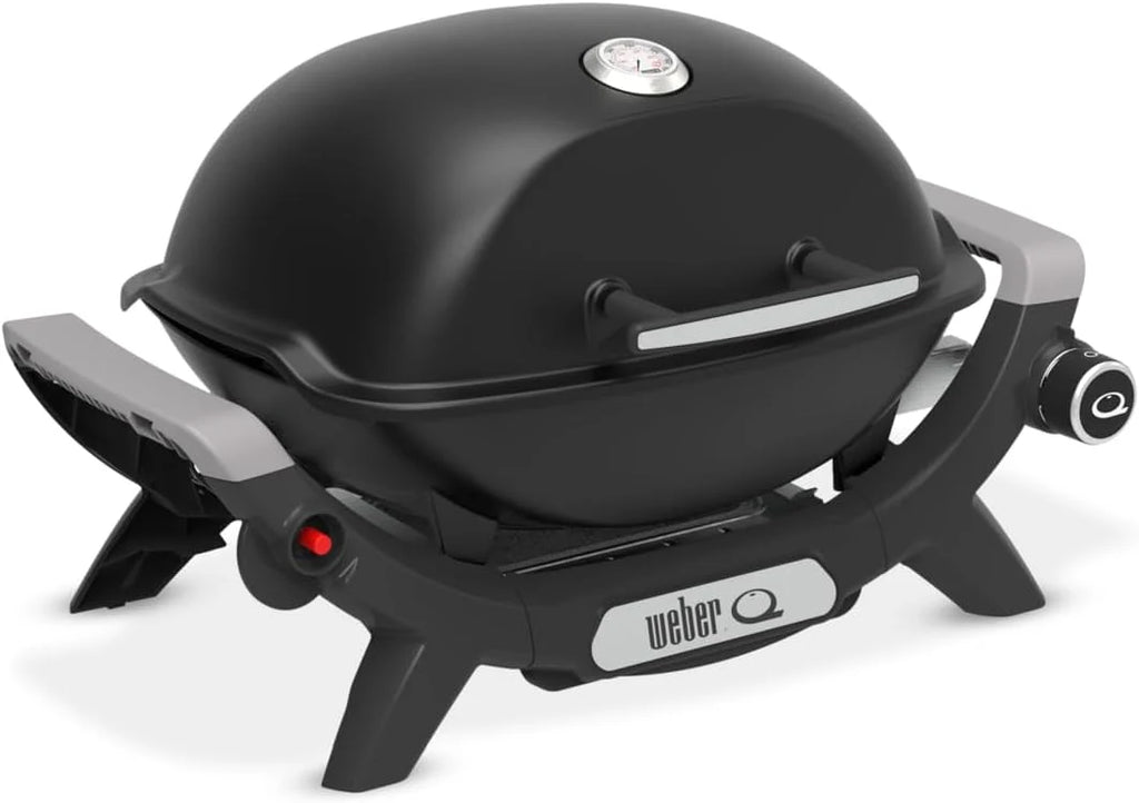 Weber Barbecue à gaz Q 1100N / Barbecue portable léger pour camping, patios et balcons avec brûleur haute efficacité, grilles en fonte émaillée et allumage électronique, noir