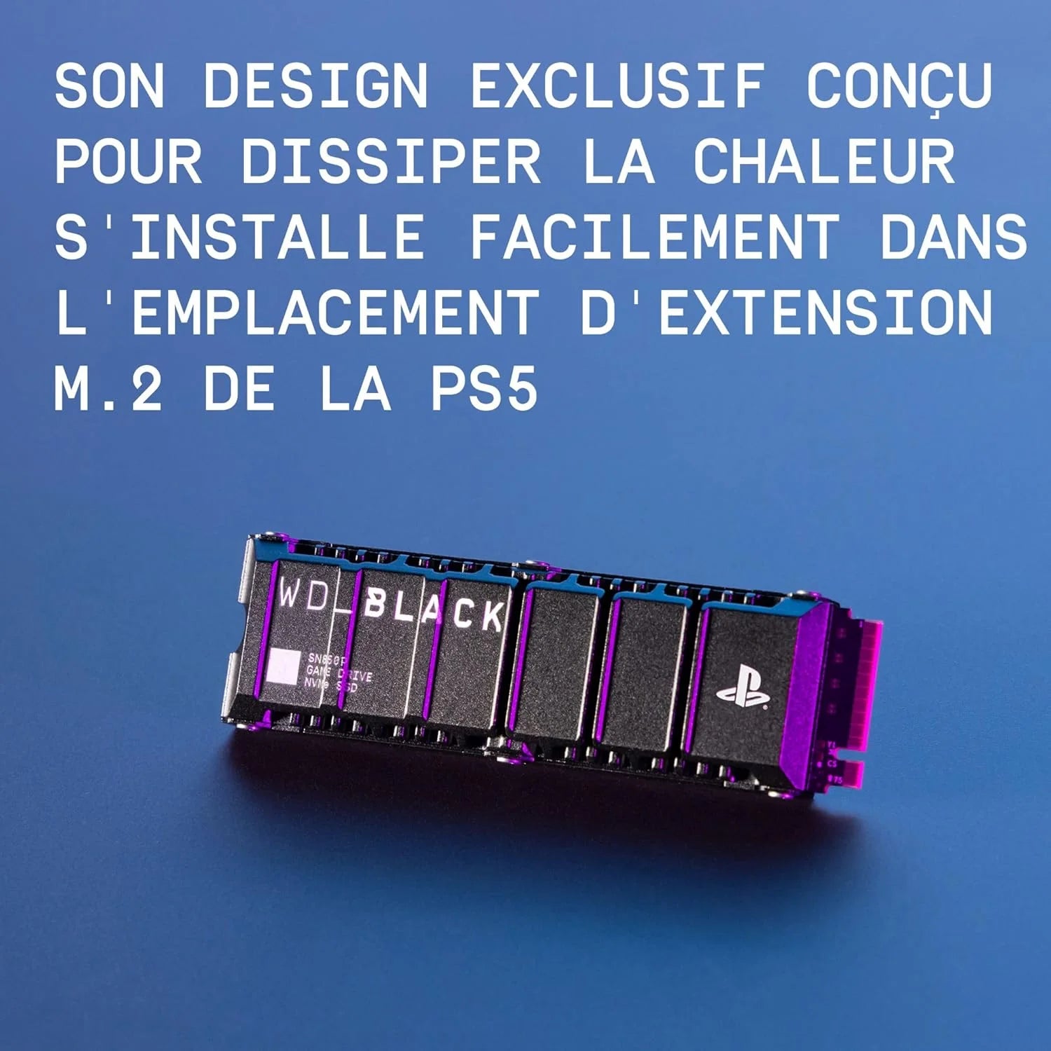 WD_BLACK SN850P 2 To PS5 SSD, Disque SSD interne, Lecture jusqu'à 7300 Mo/s, M.2 2280 PCIe NVMe, Carte d'extension PS5, Officielle pour et PS5 Consoles, avec dissipateur Thermique, Noir
