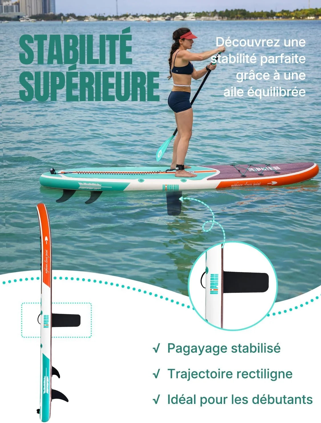 Niphean Paddle Gonflable Adulte avec Tous Les Accessoires, 320cm Planches de Stand Up Paddle Gonflables pour Tous Les Niveaux, Sup avec Capacité 200 kg pour 2 Personnes, Paddle Gonflable avec Siège