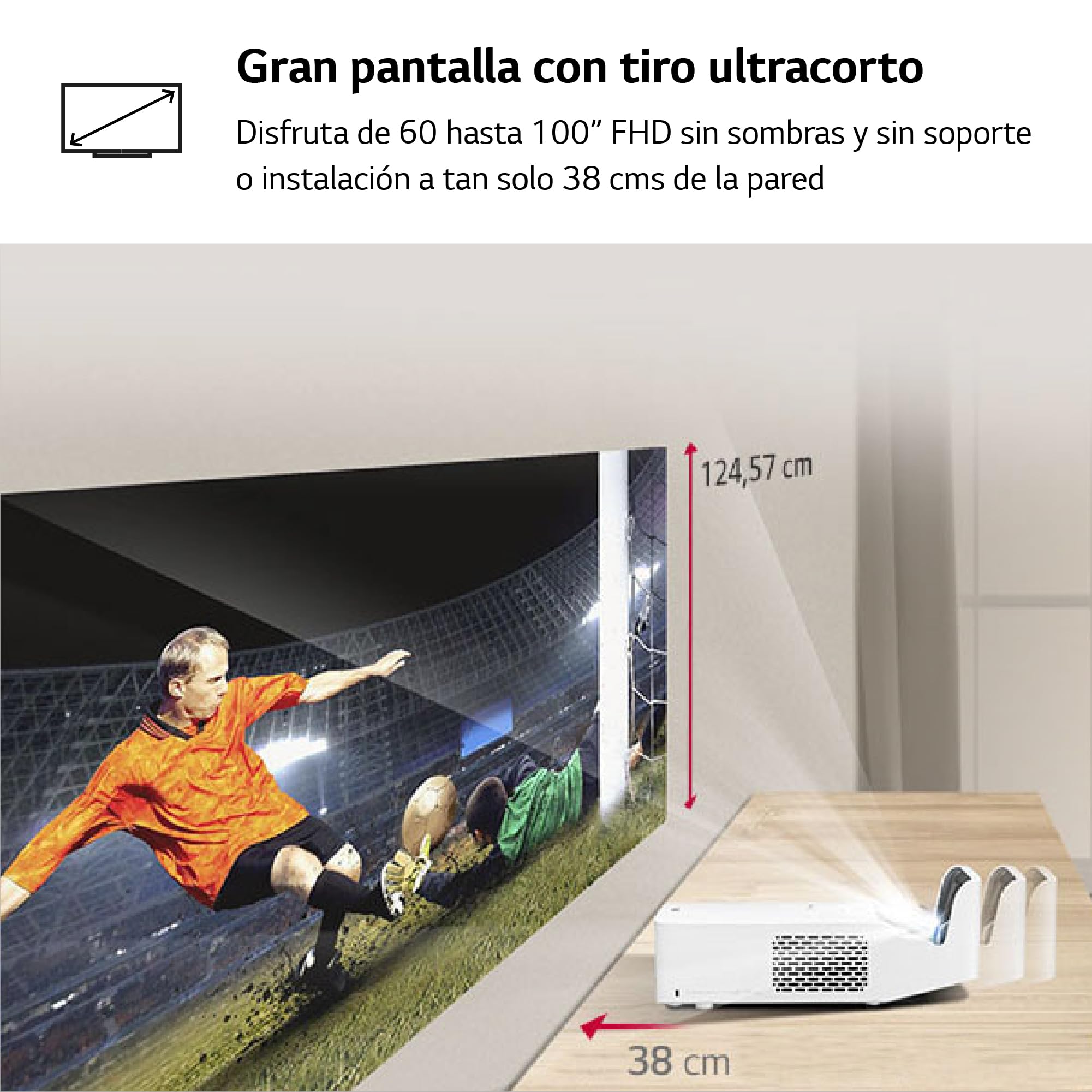 LG Electronics CineBeam Vidéoprojecteur LED HF65LSR Focale Ultra Courte pour Home Cinema, 1000 Lumen, FHD 1080p, Projection Entre 60"~100", Smart webO