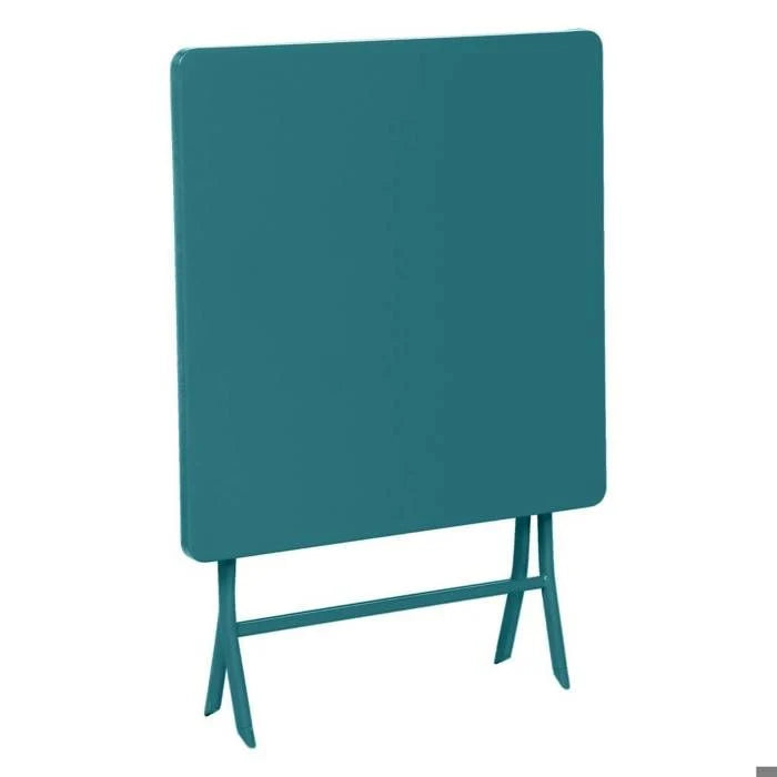 Table de jardin pliante carrée "Greensboro" pétrole 2 places en acier traité époxy - Hespéride