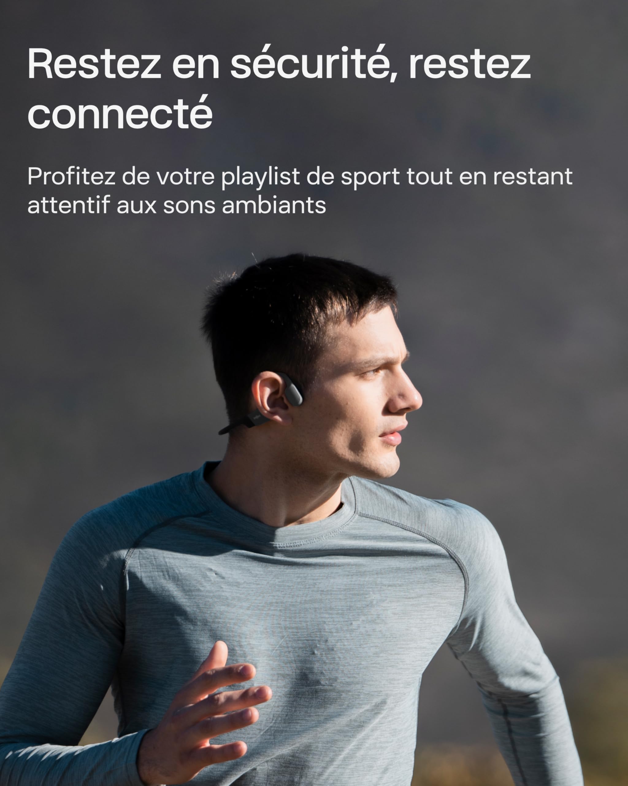 SHOKZ OpenRun Casque à Conduction osseuse, écouteurs Bluetooth Oreilles Libres pour Le Sport avec Micro, Casque sans Fil étanche IP67, 8 Heures d’auto