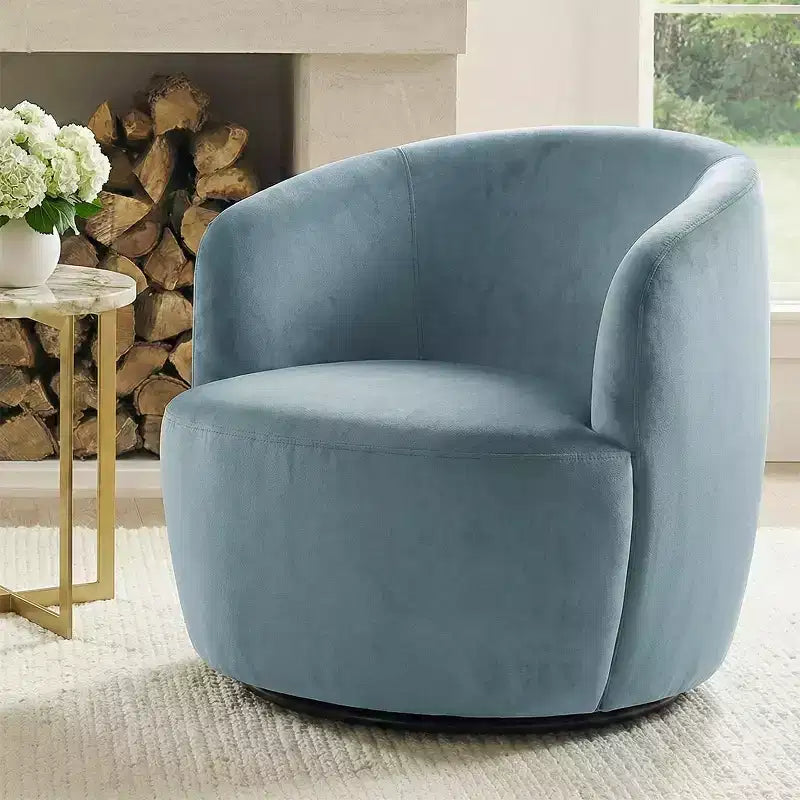 Fauteuil d'appoint pivotant moderne en velours, Fauteuil barillet rembourré avec rotation à 360°, Fauteuil de salon pour le séjour et le coin lecture - Panipeachy