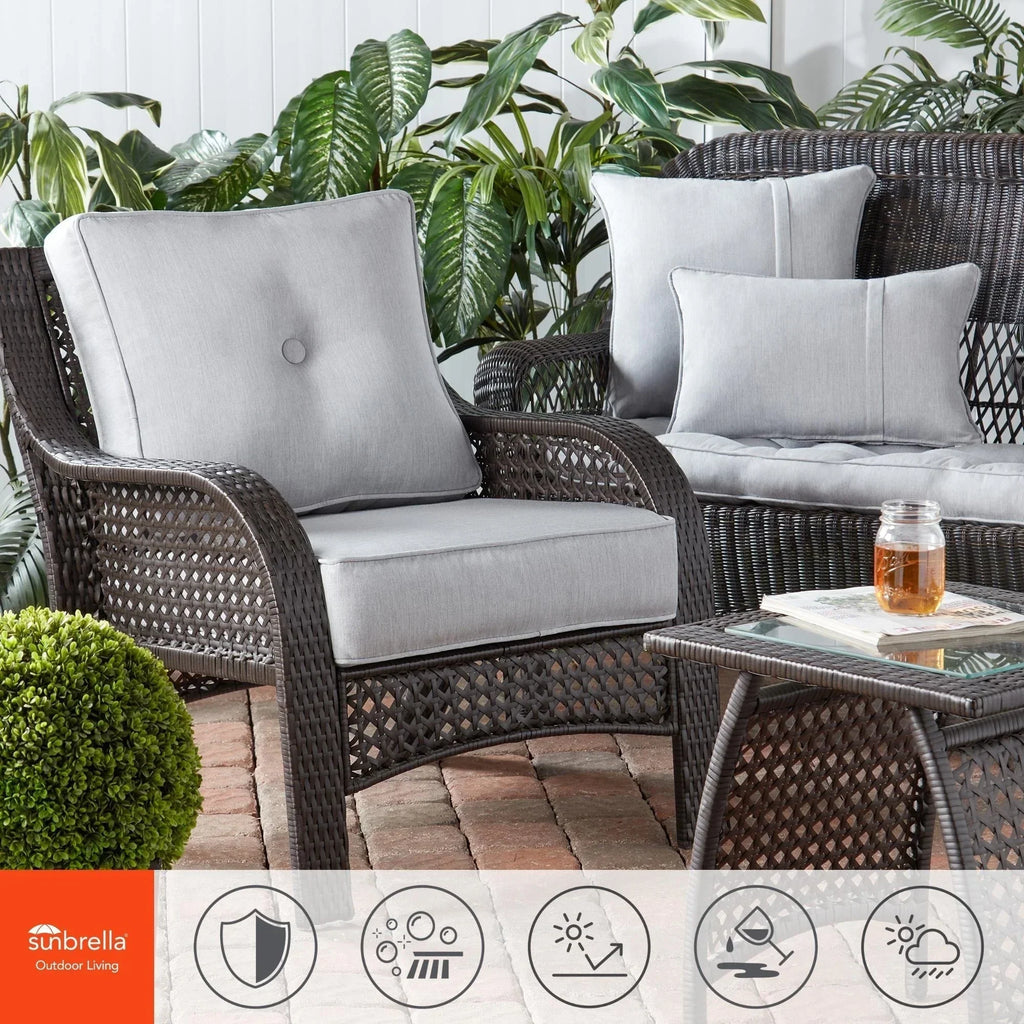 Ensemble de deux coussins d'extérieur haut de gamme Sunbrella pour assise profonde