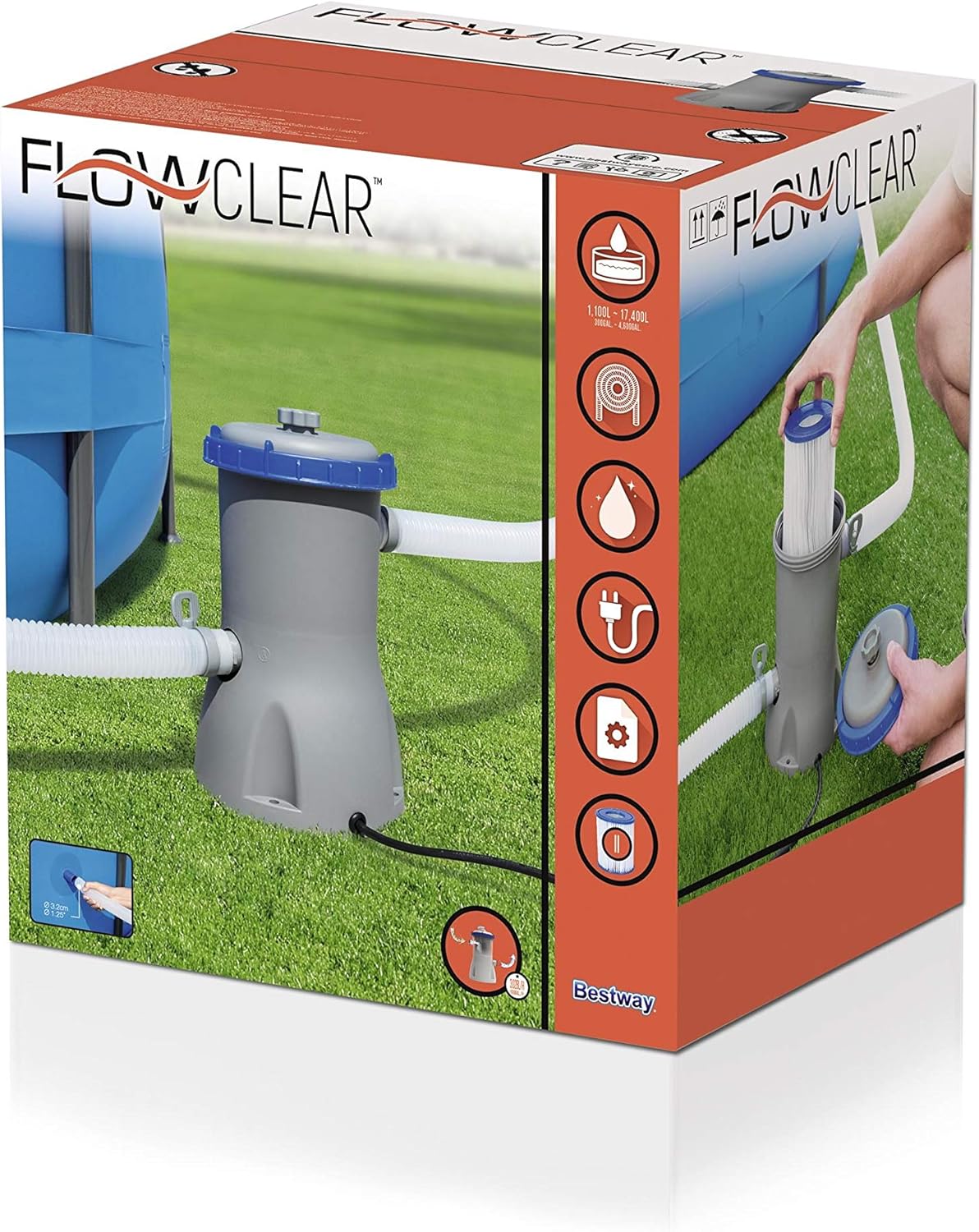 Pompe de filtration Bestway Flowclear 3.028 l/h gris