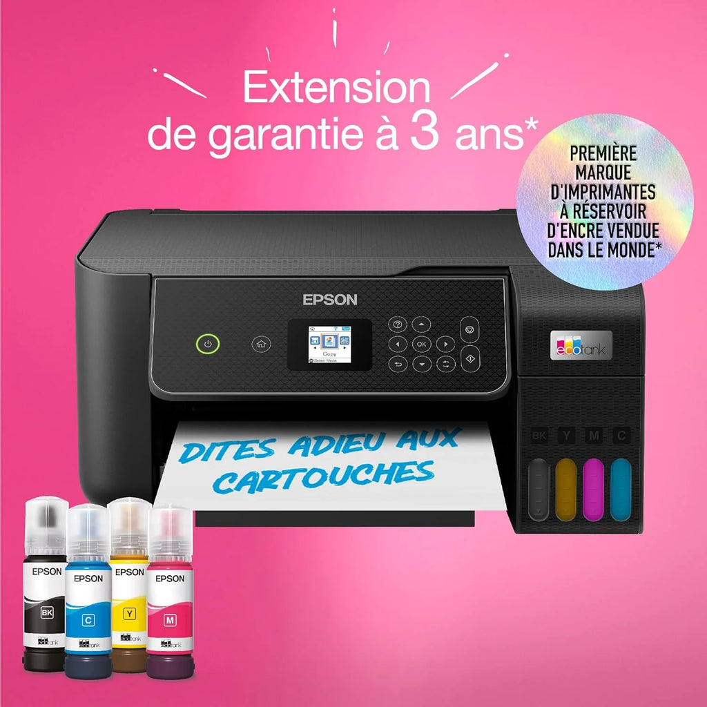 EcoTank Imprimante sans Fil ET-2870 | Réservoirs d'encre Haute capacité - Économisez jusqu'à 90% sur Les coûts d'encre - Impression Mobile, Copie, numérisation - 3 Ans d'encre Inclus