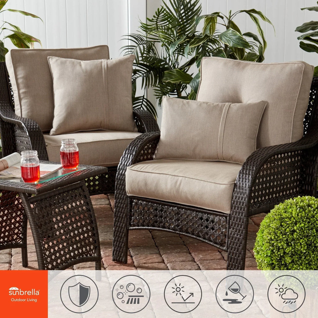 Ensemble de deux coussins d'extérieur haut de gamme Sunbrella pour assise profonde
