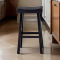 Royal Hampton – Lot de 2 tabourets de bar, assise en selle, bois massif noir style ferme
