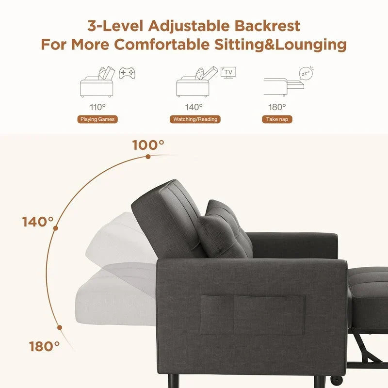 Canapé-lit convertible 3-en-1, Canapé-chaise dépliable, Lit pliant convertible pour salon
