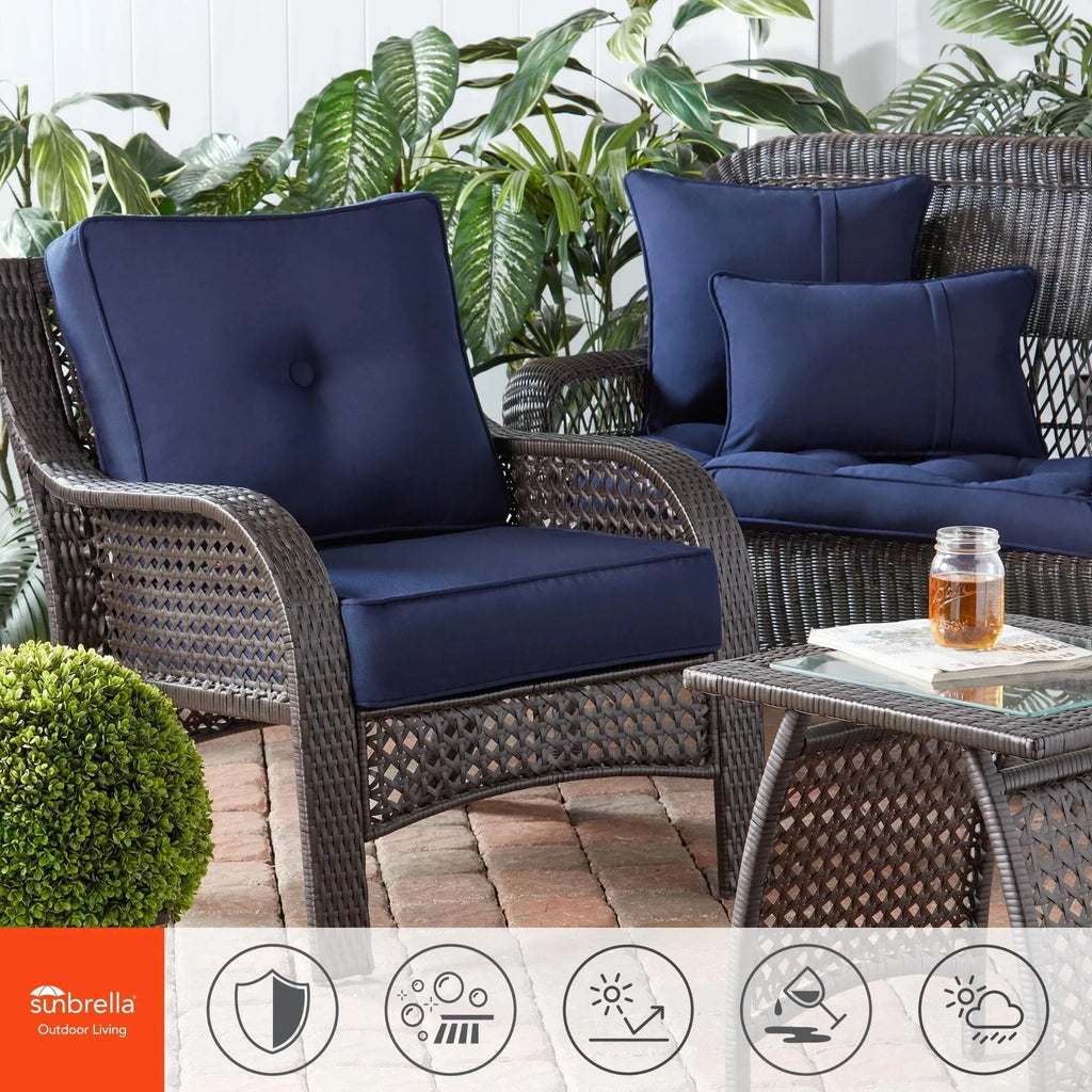 Ensemble de deux coussins d'extérieur haut de gamme Sunbrella pour assise profonde